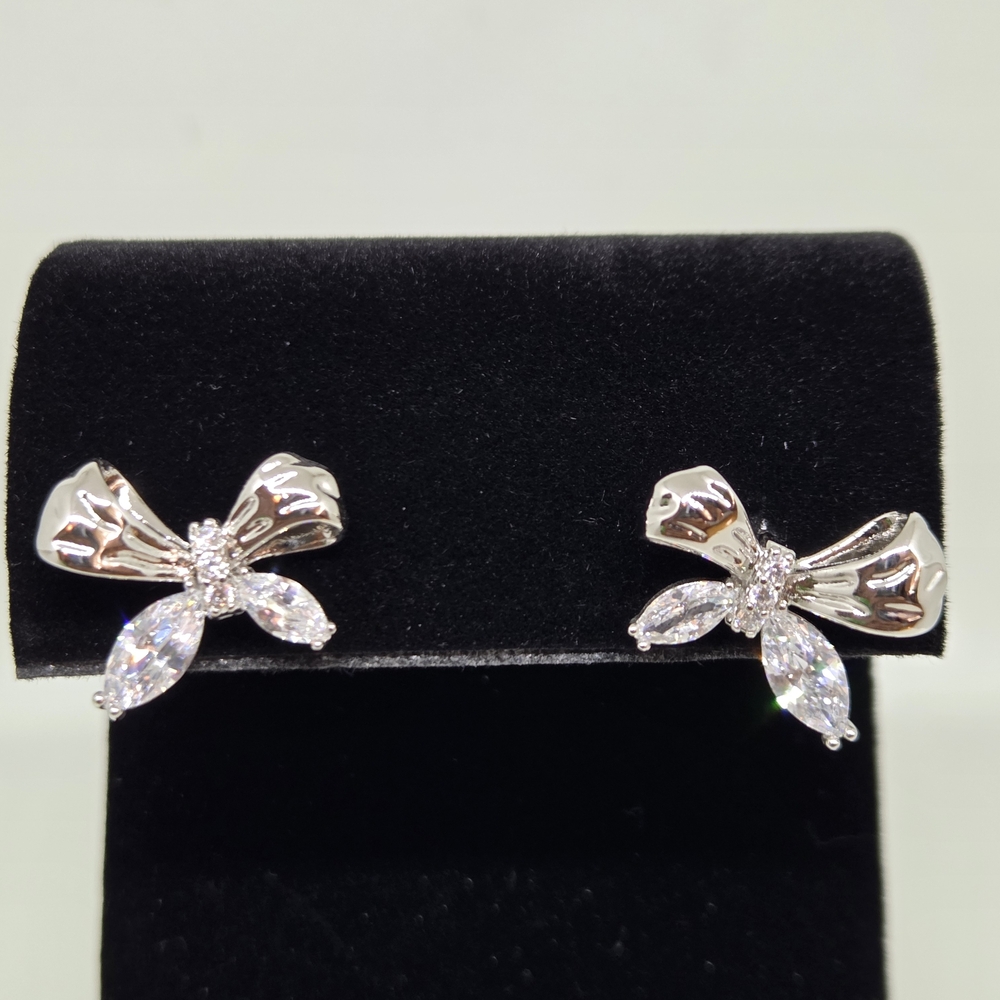 Elegant Silver Bow Earrings